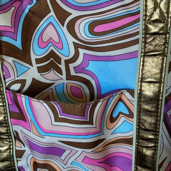 Retro colorful Avon purse, multicolored tote with bronze handles - Picture 9 of 9